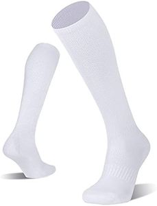 FITRELL 2/3 Pack Baseball Soccer Softball Socks for Kids Youth Men & Women Over-the-Calf Knee High Socks (Multiple Colors), White (2 Pack)