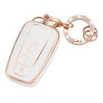 EKALA for Toyota Key Fob Cover Soft TPU Full Protection Smart Key Case Shell with Bling Keychain Fit for Toyota Highlander Corolla Camry C-HR RAV4 Avalon 4 Buttons Smart Key Case Holder (R-Tyt-W)