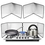 Grease Splatter Guard for Stove 2 Pieces 4 Sided Stainless Steel Backsplash Behind Stove Foldable Splash Shield Panel for Kitchen Stove Screen Protector (11.8 x 15.8 Inches)