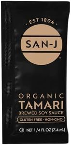 San-J - Organic Gluten Free Tamari Soy Sauce - Made with 100% Whole Soy - Specially Brewed - 1/4 oz. Individual Portioned Packets - 50 Pack