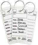 BER Products Round Corner Car Key Tags, E-Z Tag, White, Pack of 250