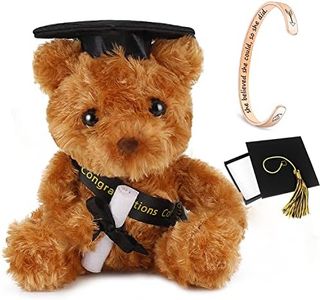 Ingooood Graduation Gift 2020 Inspirational Graduation Cuff Bracelet with Graduation Plush Graduation Bear Graduation Cap Gift Box (She Believed She Could So She Did, Rose Gold)