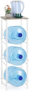 Water Bottle Storage Holder 5 Gallon Drink Dispenser Stand With Table 3-Tier Heavy Duty Water Cooler Jug Rack Water Bottle Organizer for Kitchen, Office, Living Room, Rustic Grey
