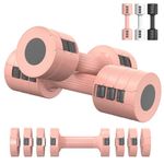 Tiagowell Adjustable Dumbbells Set of 2, 4 in 1 Free Weights Dumbbells Set for Women, Adjustable Hand Weights Sets for Women Men Home Gym Workout Exercise Strength Training, 2-5 KGS, Pink