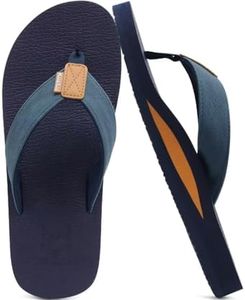 KuaiLu Men's Yoga Mat Flip Flops Thong Sandals with Arch Support Navy Blue Size 8.5