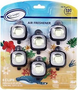 Air Jungles Rest Island Scent Car Air Freshener Clip, 6 Car Freshener Vent Clips, 4ml Each, Long Lasting Air Freshener for Car, Up to 180 Days Car Refresher Odor Eliminator