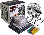 Bingo Game Set, Deluxe Professional Bingo Set with 8-Inch Steel Bingo Cage, 75 Everlasting Bingo Balls, Master Board, 18 Bingo Cards, for Large Group Games Game Night, Holiday Activities UWMINT