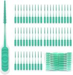 Maoerdental 200PCS Interdental Brush with Soft Rubber Handle,Disposable Dental Picks for Teeth Cleaning,Dental Picks with Convenient PP Case (Green)