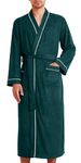 FEOYA Mens Robe Long Sleeve Bathrobe Terry Towelling Dressing Gown Shawl Collar Loungewear Sleepwear with Pockets Green S-M