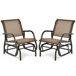 Safstar Outdoor Patio Glider Chairs Set of 2, Porch Glider Swing with Breathable Mesh Fabric and Sturdy Steel Frame, Load Capacity 330LBS, Single Glider Chair for Outside Garden Backyard (Brown)