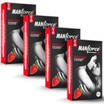 Manforce Xotic Strawberry Flavoured Condoms for Men | 40 pcs | Extra Dotted & Lubricated Latex Condoms | For Enhanced Pleasure of Both| India’s No. 1* Condom Brand for Safe Sex