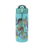 Zak Designs Disney The Little Mermaid 2023 Kids Water Bottle For School or Travel, 25oz, Durable Plastic, with Pop-Up Antimicrobial Spout and Cover, Handle, and Leak-Proof (Ariel and Sisters)