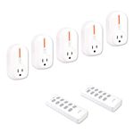 JTD 5 Pack Remote Control Outlet Switch 3rd Generation Energy Saving Auto-programmable Wireless Electrical Plug Switch for Household Appliances Lighting & Electrical Equipment (2 Remotes)