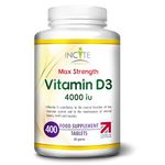 Vitamin D3 4000 IU - 400 High Strength Vitamin D Tablets (1+ Year Supply) - Vegetarian - Immune System Booster - Gluten Free - Vitamin D Supplements - Made in The UK