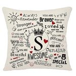 Bacmaxom Inspirational Quote Always Remember Cushion Cover with A-Z Initial Letters Inspirational Gift for Women Men Girls Boys Family Friends Colleagues Cheer Up Positive Graduation Birthday (S)