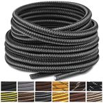 Stepace Round Shoelaces [2 Pairs] Heavy Duty Boot Shoe Laces for Hiking Work Boots Black Dark Gray 180(Stripe)