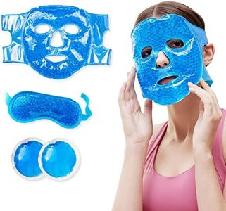 Beads Face Mask Reusable Cold Face Eyes Ice Pack for Face After Surgery for Swelling, Freezable Gel Cooling Face Cool Eye Mask with Soft Plush Roud Ice Pack for Migraine Headache Eyes Puffiness