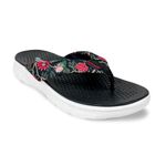 KazarMax Women Black Floral Lightweight/Flip-Flop Slipper - 8 UK