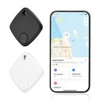 Olycism Key Finder 2 Packs Item Finders GPS Tracker Devices for Key Wallet Suitcase Kids Pets Luggage (iOS only) black white 98 Feet Finding Range IP65 Waterproof Replaceable Battery Gifts