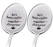 Penta Angel Long Handle 304 Stainless Steel Coffee Spoons for Coffee Lovers Friends Romantic Gift Let’s Have Coffee Together Forever Spoon for Her Him Anniversary Wedding Gift, 2PCS