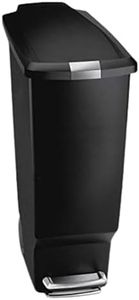 simplehuman 40 Liter / 10.6 Gallon Slim Kitchen Step Trash Can With Secure Slide Lock, Black Plastic