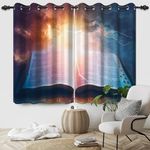 DORCEV Holy Bible Crucifix Window Curtains Jesus Christ Bible Cross Blackout Curtain Drapes Heaven Holy Light Easter Christian Church Activities Window Treatments with Grommets,53x84 inch,2 Panels