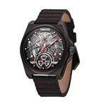 TIME100 Watch for Men Mechanical Skeleton Sports Men's Wrist Watches Crazy Horse Leather Strap Automatic Watches for Men with Stainless Steel Dial Waterproof