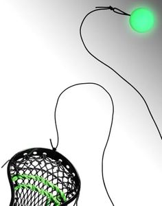 FEYRUN Lacrosse Trainer Ball with 2 Elastic Ropes, Practice CradlingTraining Equipment, Lacrosse Rebounders for Youth Players Beginners to Self Train, Fits Many Sticks (Green (Luminous))