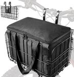 LIQING Bike Basket Front Folding Bicycle Basket with Removable Liner Bag, Quick Release Design Metal Ebike Basket for Adult Women/Men Carrying Dogs, Pets, Fruit & Grocery