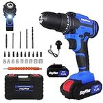 21V Cordless Power Drill,Handheld Screwdriver Drill Set with 25+1 Torque Setting,1.5AH Li-ion Battery&Fast Charger,2-Gear Combi Hammer Drill,Safety Lock 3/8" Chuck Drill Driver Kit with Carrying Case