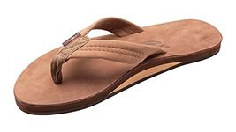 Rainbow Sandals Mens Luxury Leather - Single Layer Arch Support, Nogales Wood, 9.5-10.5