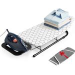 Tabletop Ironing Board with Extra Cover 76 x 30cm Lightweight Easily Foldable Compact Collapsible Small Table Folding Metal Iron Ironing Table for Travel, Small Table Top Spaces with Non-Slip Feet