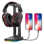 Blade Hawks RGB Gaming Headphone Stand with 3.5mm AUX and 2 USB Ports for PC, Durable Headset Stand Holder for Bose, Beats, Sony, Sennheiser, Jabra, JBL, AKG, Fancy Gaming Accessories - HS18