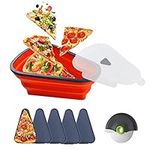 PUPPYCUTE Pizza Storage Container, Expandable & Collapsible, Pizza Slice Storage Container with 5 Microwavable Serving Trays, BPA Free, Microwave & Dishwasher Safe 1pcs(red)