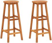 vidaXL Solid Acacia Wood Bar Chairs Set - Indoor/Outdoor Resilient Wooden Furniture with Comfortable Footrest - Easy Assembly, Brown