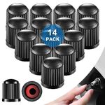 14pcs Tyre Valve Caps, Plastic Car Tire Stem Dust Covers, for Universal fit Schrader Valves commonly used on Car Tyres, Bikes, Bicycles, Motorbikes Prams and Wheelbarrows, Black