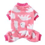 PETANGEL Dog Pajamas Coat Cat PJSJumpsuit Soft Velvet Doggie Jumpers Onesies Jammies Fleece Cat Apparel Pet Clothes Warm Flannel Cold Weather Puppy Small Dogs Rompers (Polar Bear Size: L)