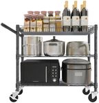 YNN Utility Rolling Cart,990Lbs 3 Tier Heavy Duty Metal Cart with Wheels & Handle NSF Wheeled Cart 31" D x 18" W x 33" H for Bedroom, Bathroom, Kitchen,Garden,Decor,Serving