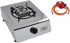 NJ-100 Portable Camping Single Burner Gas Stove Stainless Steel Outdoor LPG Cooker 4.0kW (Propane gas 27mm Clip-on)