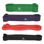 Healthtrek 4 Level Power Bands for Mobility, Stretching, Powerlifting, Resistance Training - Set of 4(Material: Natural Rubber)