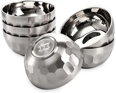 Okllen 6 Pack 18/8 Stainless Steel Bowl Set, 15 Oz Non-slip Snack Bowls Double-walled Insulated Soup Bowl, Dinner Serving Bowls Dessert Bowls
