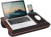 LAPGEAR Home Office Pro Lap Desk with Wrist Rest, Mouse Pad, and Phone Holder - Espresso Woodgrain - Fits up to 15.6 Inch Laptops - Style No. 91612