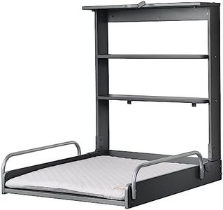 roba Cambiador de Pañales Plegable de Pared en Madera Antracita + Colchón Resistente al Agua Style gris - 2 Estantes Prácticos - Soporta hasta 15 kg - Ahorro de Espacio