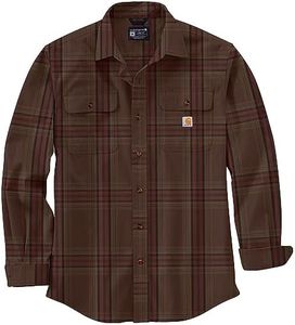 Carhartt Men's 105947 Loose Fit Heavyweight Flannel Long-Sleeve Plaid Shirt, Chestnut, X-Large Big Tall