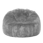Bean Bag Chairs For Adults Kids(no Filler),2.3-5ft Fluffy Fur Pouf Sofa Cover Bean Bag Chair Couch Beanbag Ottoman Relax Lounge Futon Puff (Color : Light grey, Size : 3.3ft-D100cm-cover)
