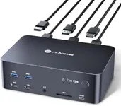 AV Access iDock D23 8K KVM Switch Docking Station for 2 Computers PCs & 3 Monitors, DisplayPort 2.0, 1G Ethernet, USB 3.0, HDCP 2.3, 4K@165/144Hz, 2K@144Hz for Gaming & Home Office