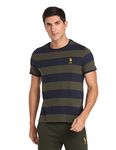 U.S. POLO ASSN. Mens Crew Neck Striper I688 Lounge Regular Fit T-Shirt-Pack Of 1 (Olive/Navy M)