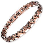 RainSo Womens Pure Copper Magnetic Bracelets Wristband with 3 Smart Buckle with Gift Box