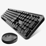 STIVIC Wireless Keyboard and Mouse Combo, Retro Typewriter Style Keyboard with Round Keycaps, 2.4GHz Dropout-Free Connection Mouse with 3 Adjustable DPI for Windows Notebook PC (Black)