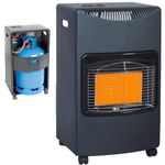 Portable Calor Gas Heater 4.2kw - Indoor & Outdoor Room Heater, 3 Heating Settings | For Home, Camping, Office, Garage & Workshop - Free Standing Butane Cabinet Heater With Wheels, Regulator & Hose